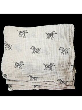 Amazing Baby Blanket Zebra Muslin Cotton Thin White Gray Swaddle Unisex